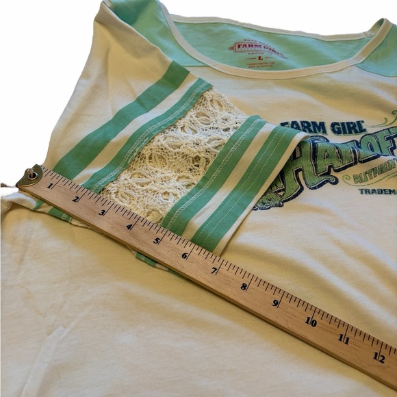 Farm Girl Likes to Play in Hayloft-NWT-Teal/White-Size Large-Crochet inserts - Picture 8 of 12